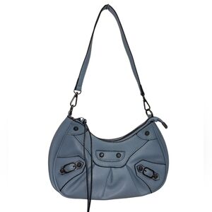 Montana West Blue Shoulder Bag with Crescent Shape and Decorative Details